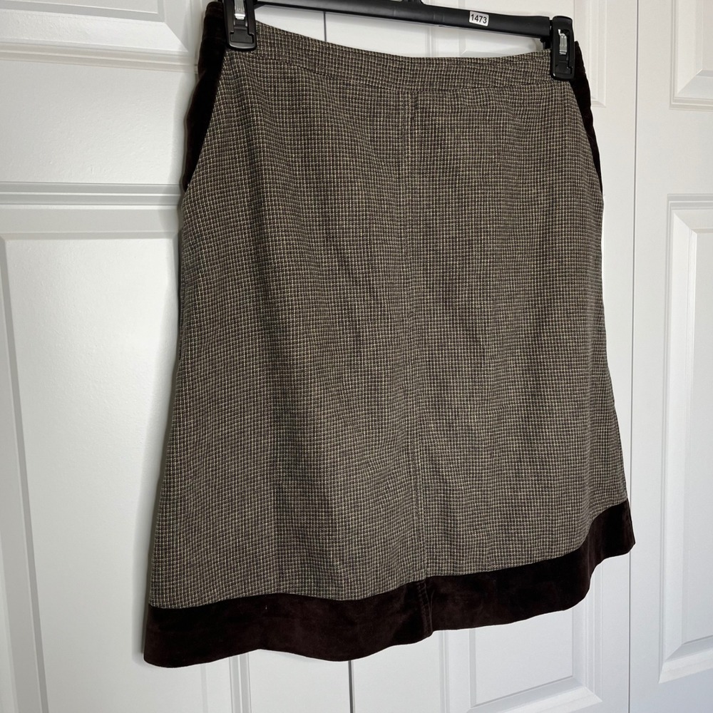 Stefanel Italy Skirt Small Brown Plaid A-Line Preppy Classic - Picture 3 of 11